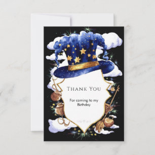 Pastel Whimsical Watercolor Wizard Birthday Thank You Card