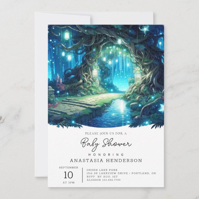 Pastel Whimsy Enchanted Forest Baby Shower Invitation (Front)
