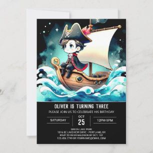 Pastel Whimsy Pirate Birthday Invitation