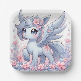 Pastel Whimsy Unicorn Baby Shower Paper Plate