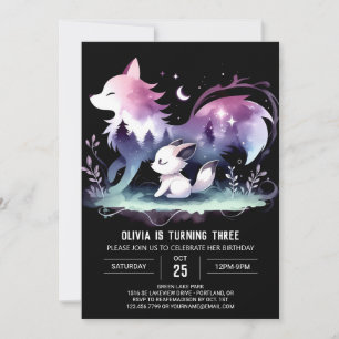 Pastel Whimsy Wolf Birthday  Invitation