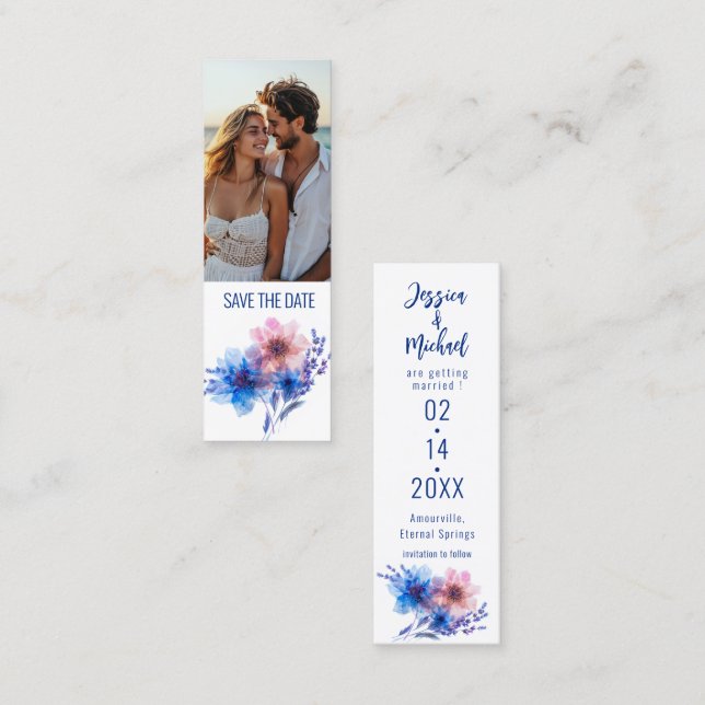 Pastel Whispers Meadow Bookmark Save The Date Card (Front/Back)