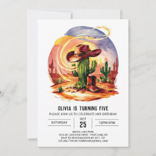  Pastel Wild West Cowboy Birthday Invitation
