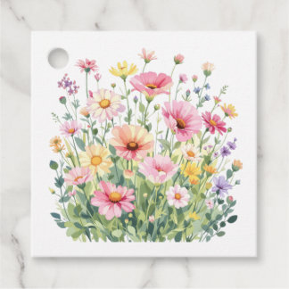 Pastel Wildflower Baby Shower Favour Tags