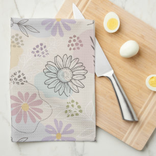 Pastel Wildflower Collage – Chic Floral Geometric Kitchen Towel