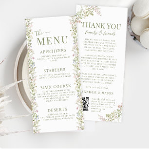 Pastel Wildflower Country Wedding Menu Thank you
