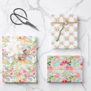 Pastel Wildflower Floral Pattern Wrapping Paper Sheet