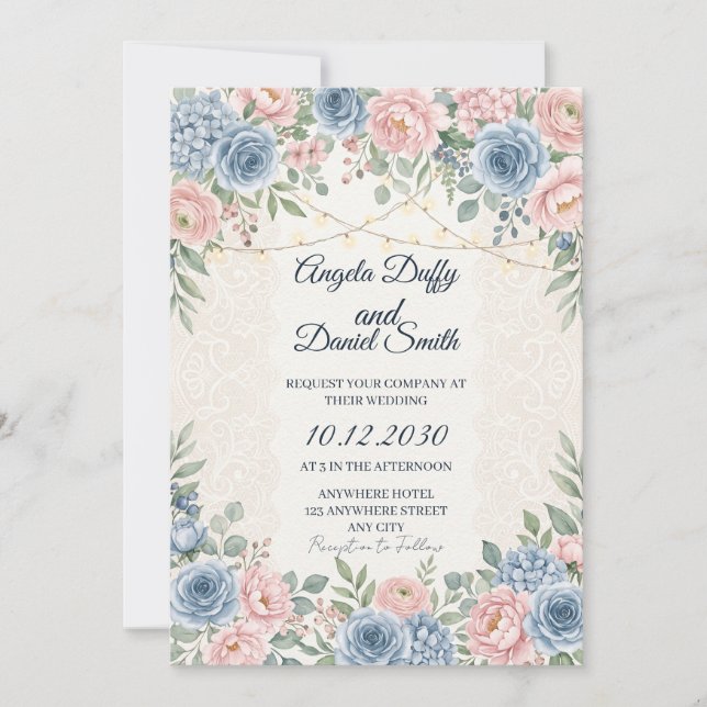 Pastel Wildflower Floral Wedding Invitation (Front)