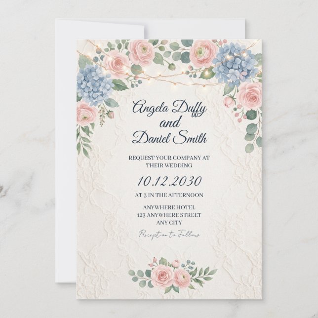 Pastel Wildflower Floral Wedding Invitation (Front)