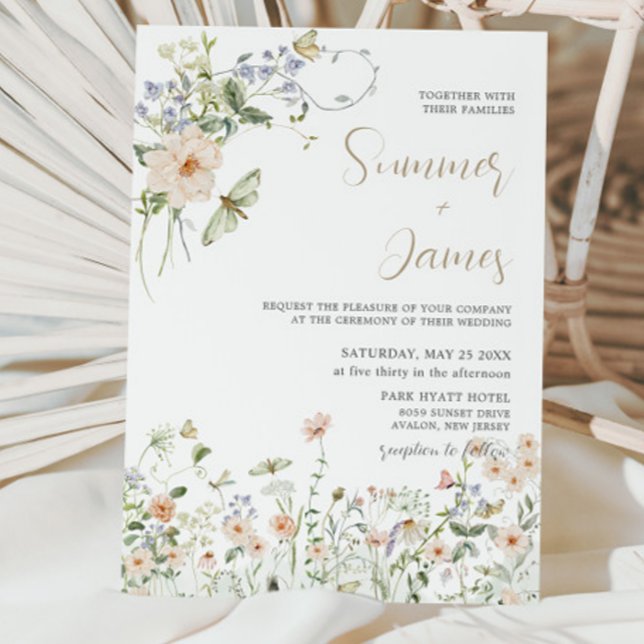 Pastel Wildflower Garden Delicate Floral Wedding  Invitation (Creator Uploaded)