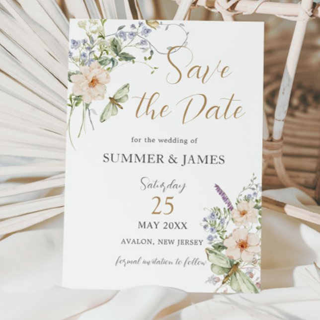 Pastel Wildflower Garden Delicate Floral Wedding  Save The Date (Creator Uploaded)