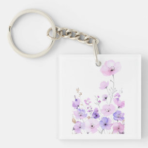Pastel Wildflower Garden Soft Floral Bloom Keychain