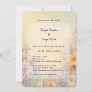 Pastel Wildflower Meadow Barn Wedding  Invitation