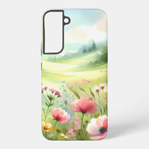 Pastel Wildflower Meadow Landscape Samsung Galaxy Case