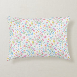 Pastel Wildflower Meadow Pattern Accent Pillow