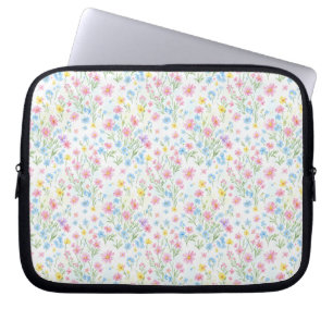 Pastel Wildflower Meadow Pattern Laptop Sleeve