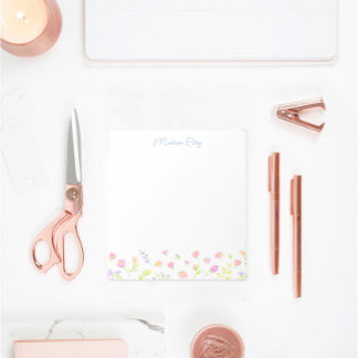 Pastel Wildflower Personalized Blue Notepad