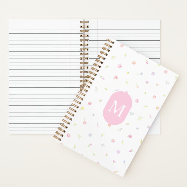Pastel Wildflower Pink Monogram Journal Notebook (Inside)