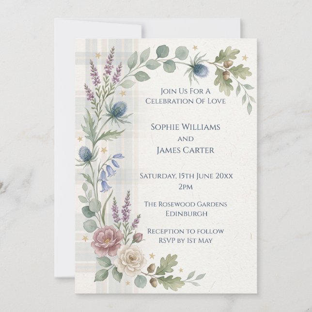 Pastel Wildflower Wedding Invitation (Front)