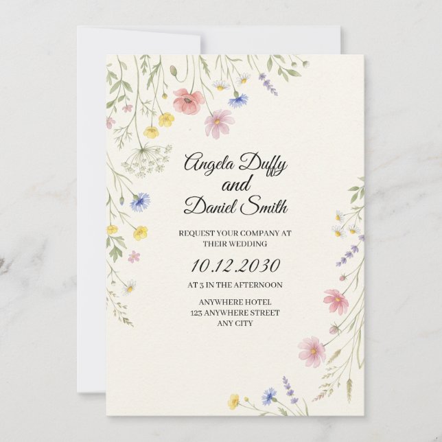 Pastel Wildflower Wedding Invitation (Front)