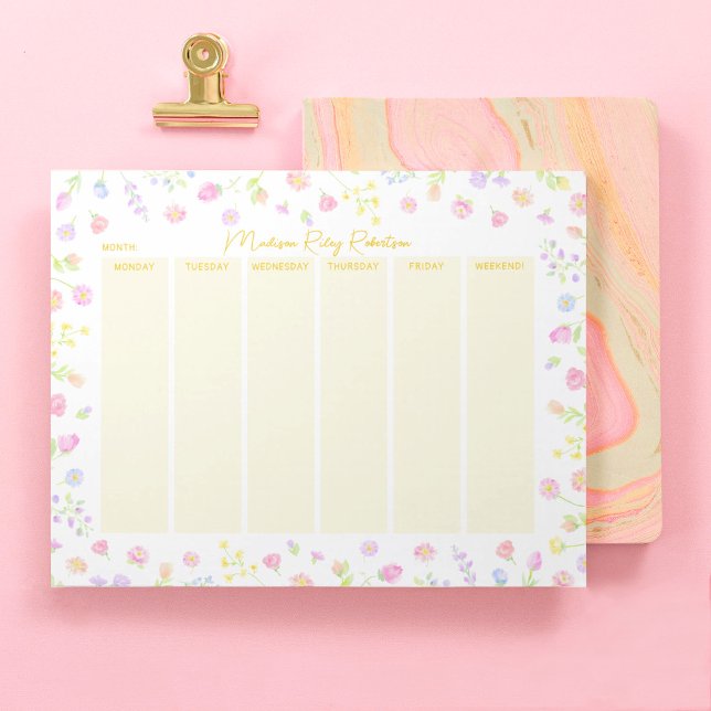Pastel Wildflower Weekly Planner Notepad in Yellow (Creator Uploaded)