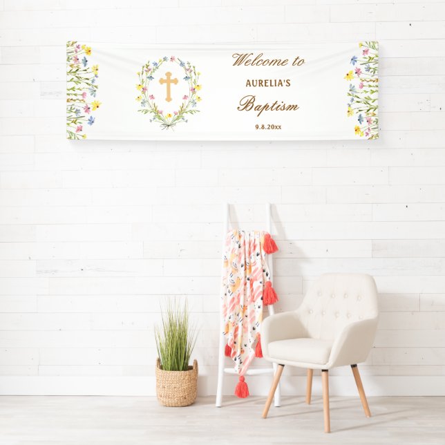 Pastel Wildflowers Baptism Banner (Insitu)