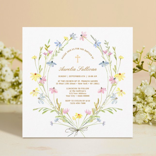Pastel Wildflowers Baptism Invitation (Creator Uploaded)