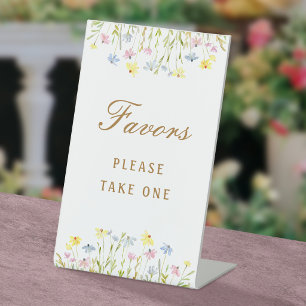 Pastel Wildflowers Favours Pedestal Sign