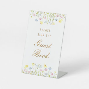 Pastel Wildflowers Guest Book Pedestal Sign