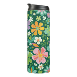 Pastel Wildflowers In Pink Purple Orange And Green Thermal Tumbler