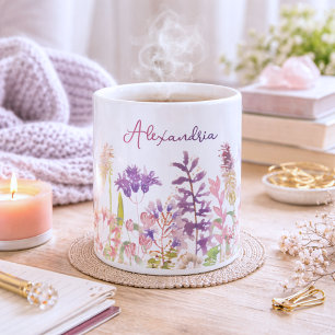 Pastel Wildflowers Monogram  Coffee Mug