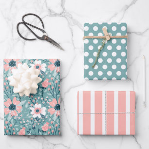 Pastel Wildflowers Wrapping Paper Set