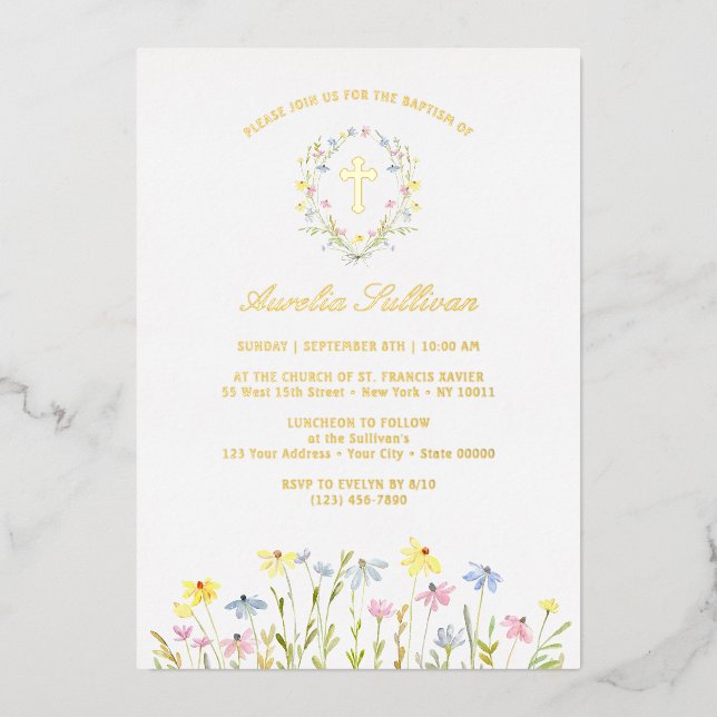 Pastel Wildflowers Wreath Baptism (Front)