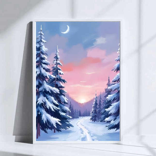 Pastel Winter Sunset | Nature Painting Watercolor Poster (Creator Uploaded)