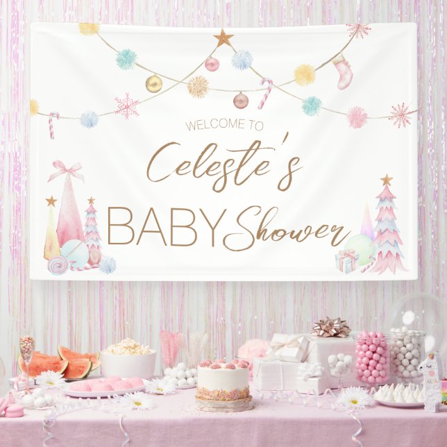 Pastel Winter Wonderland Baby Shower Welcome Banner (Party)