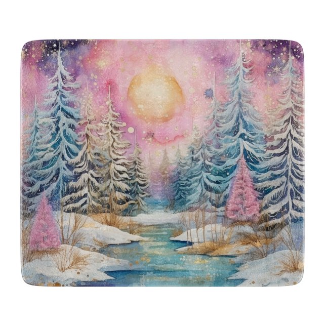 Pastel Winter Wonderland Cutting Board (Front)