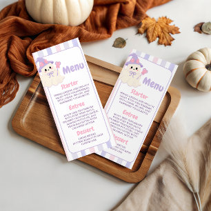 Pastel Witch Ghost Baby Shower Menu 4x9