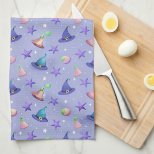 Pastel Witch Hats  – Cute Kawaii Halloween Pattern Kitchen Towel