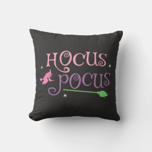 Pastel Witch Hocus Pocus Halloween Broomstick Throw Pillow