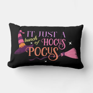 Pastel Witch Hocus Pocus Halloween Hat Broomstick Lumbar Pillow