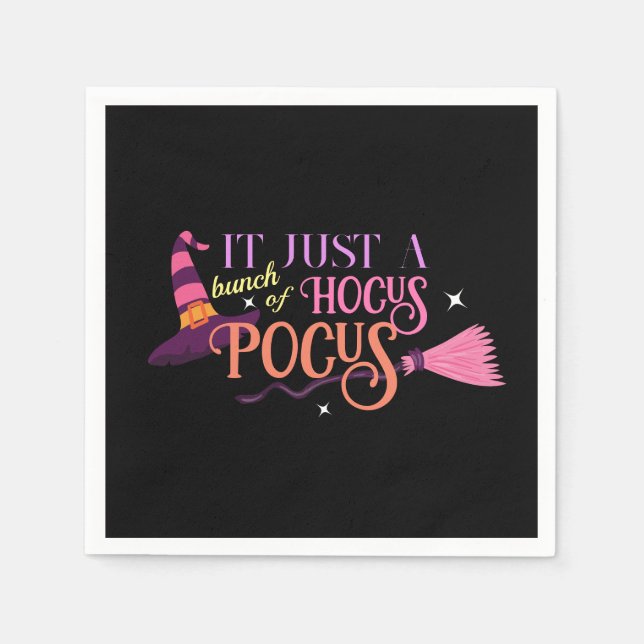 Pastel Witch Hocus Pocus Halloween Hat Broomstick Napkin (Front)