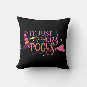 Pastel Witch Hocus Pocus Halloween Hat Broomstick Throw Pillow
