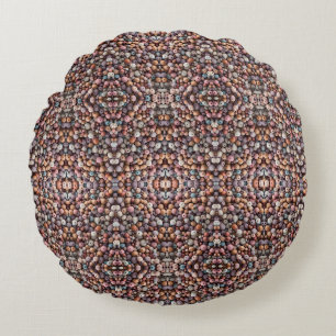 Pastel Wooden Beads Blanket Round Pillow