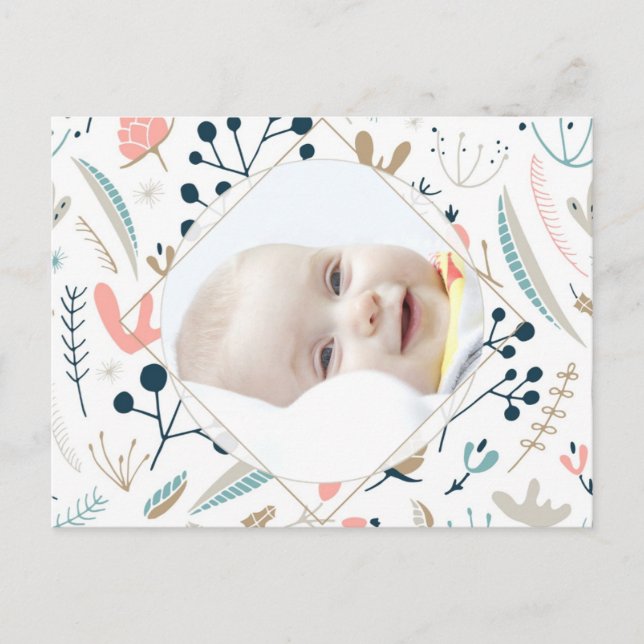 Pastel Woodland Photo Birthday Invitation Postcard (Front)
