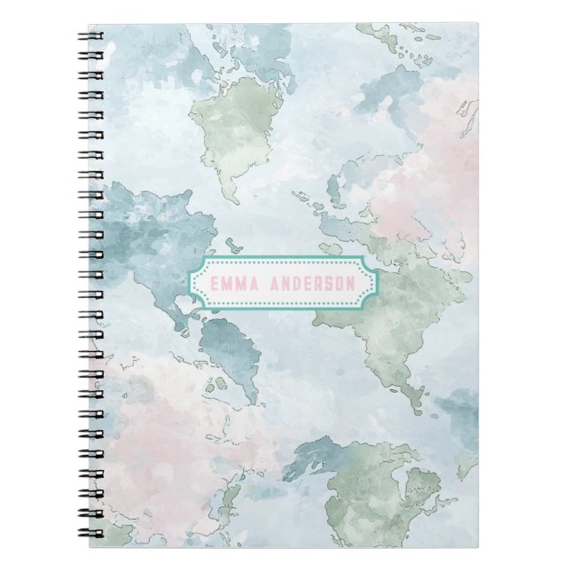 Pastel World Map Notebook (Front)