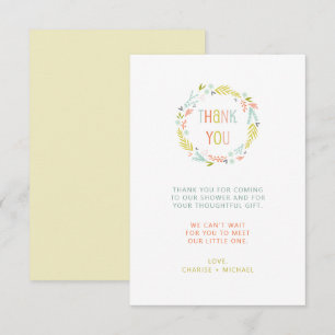 Pastel Wreath baby shower thank you note