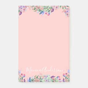 Pastel Wreath - Light Pink Personalized Post-it Notes