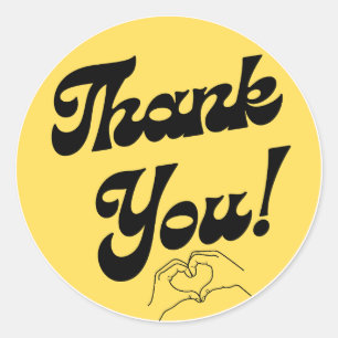 Pastel Y Orange Black Cute GroovyAestheticThankYou Classic Round Sticker