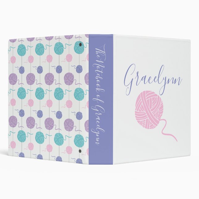 Pastel Yarn Ball String Pattern Binder (Background)