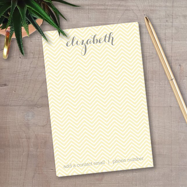Pastel Yellow and Grey Stationery Suite for Women Post-it Notes (Personalized Post-It Notes - Add your name and contact information)